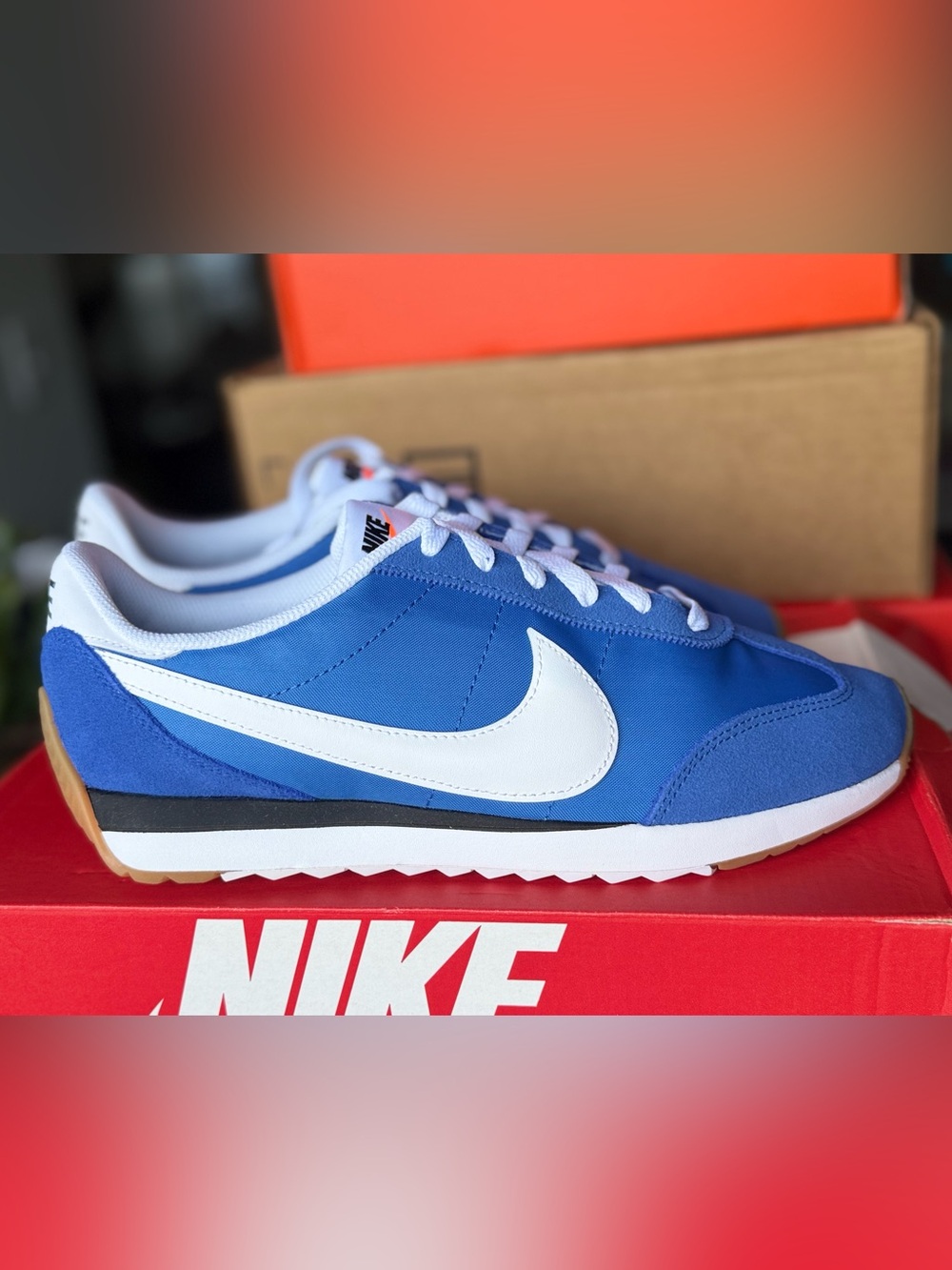 Nike Blue and White Cortez-Style Low Top Sneakers
